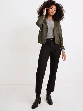 Madewell slim wide leg crop black jeans 23